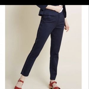 Modcloth Ready Set Swank Rainbow Piped Navy Pants